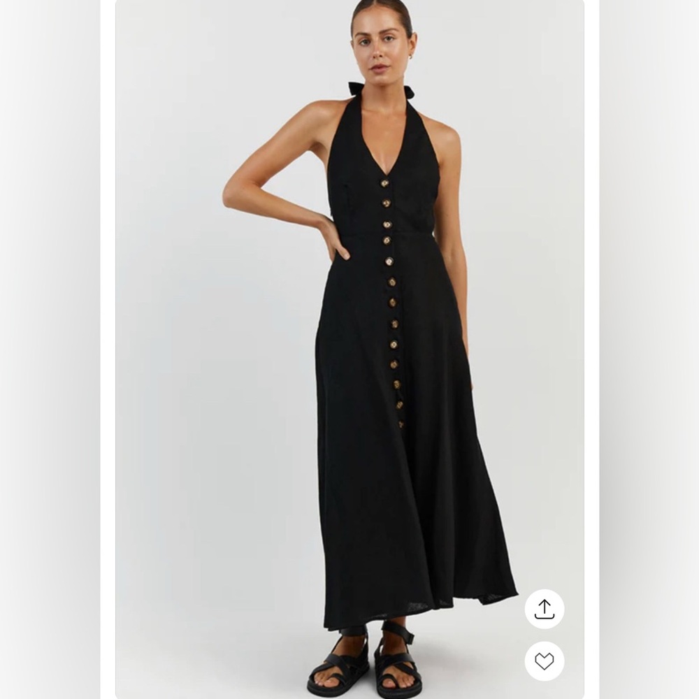 DISSH Black Backless Halter Midi Dress
